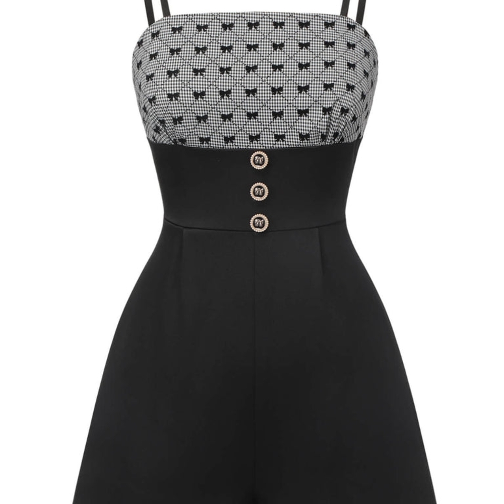 Chic Black and White Jumpsuit with Button Detail